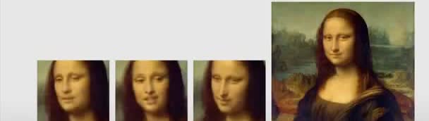 The Mona Lisa beside three blurred copies of her face