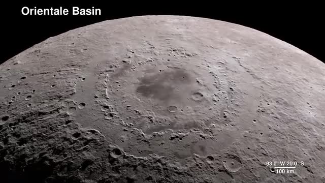 A cratered lunar basin.
