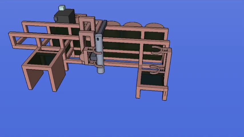 Sketch of a floating platform with tanks and a rocket cradle