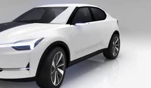 A white car rendered with a dark carbon-fiber hood.