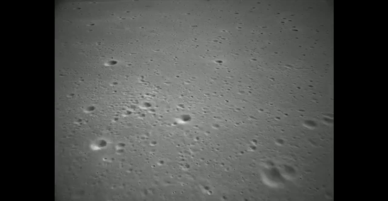 Onboard camera view of cratered lunar surface during Chang’e-5 descent