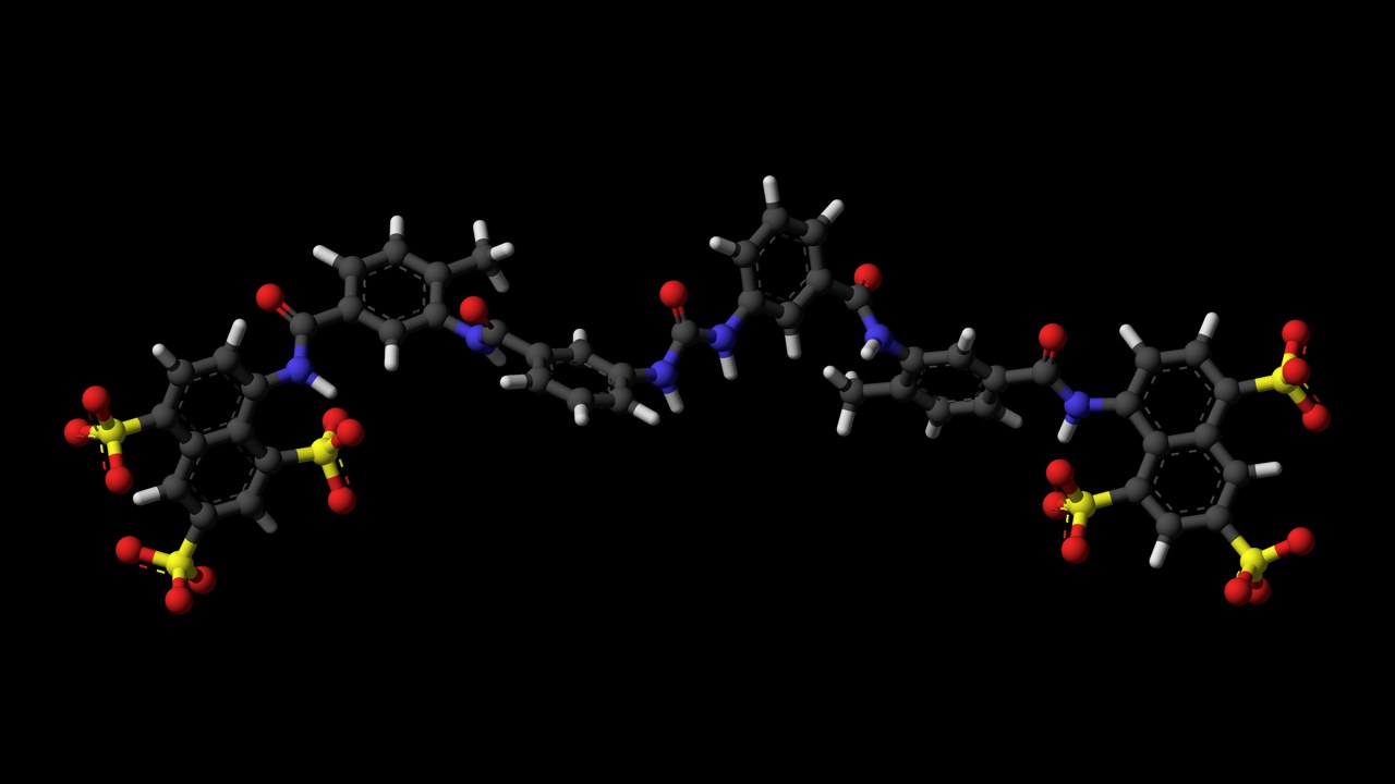 Ball-and-stick model of the suramin molecule