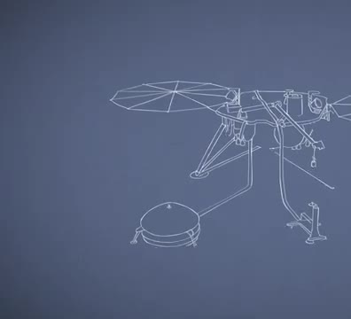 A line drawing of the InSight lander and its seismometer.