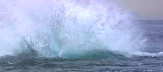 A burst of spray on the ocean.