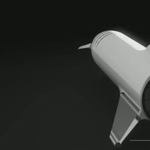 The nose and fin of a spacecraft.