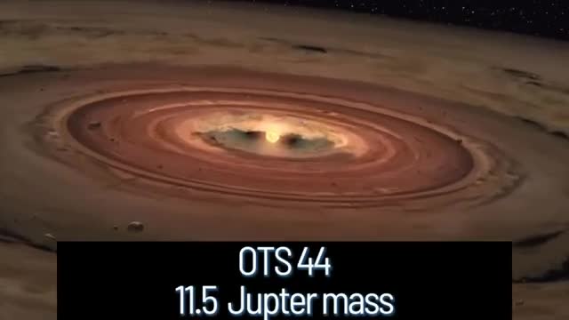 A brown disk of gas around a bright center.
