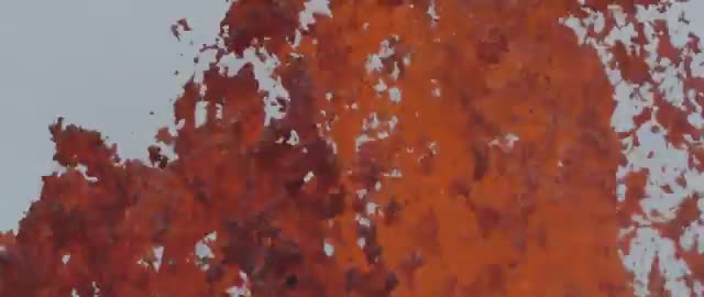A fountain of orange lava.