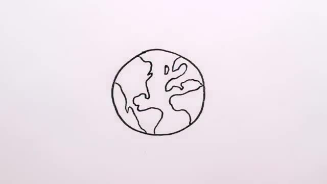 A simple ink sketch of Earth on a white background.
