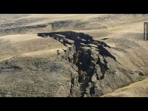 Large crack in a hillside in the Bighorn Mountains, Wyoming