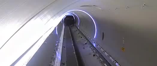 A test track inside a lit tunnel