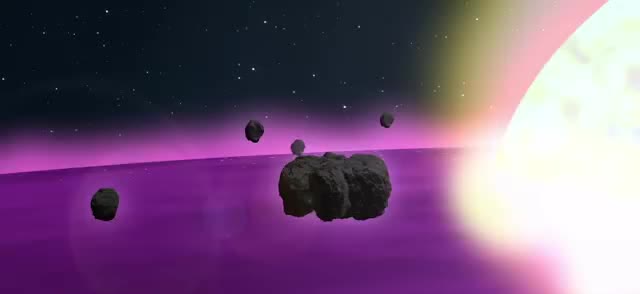 Rocky bodies in a disk beside a bright young star