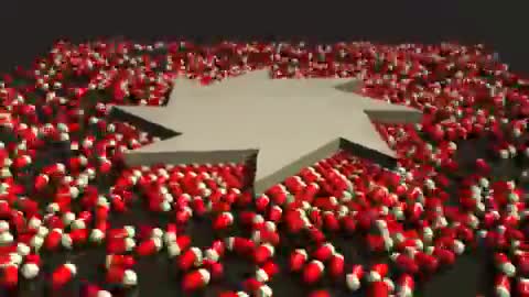 A gear surrounded by red and white bacteria