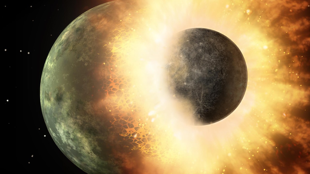 Artist's concept of a planet-sized collision like the one thought to have formed the Moon