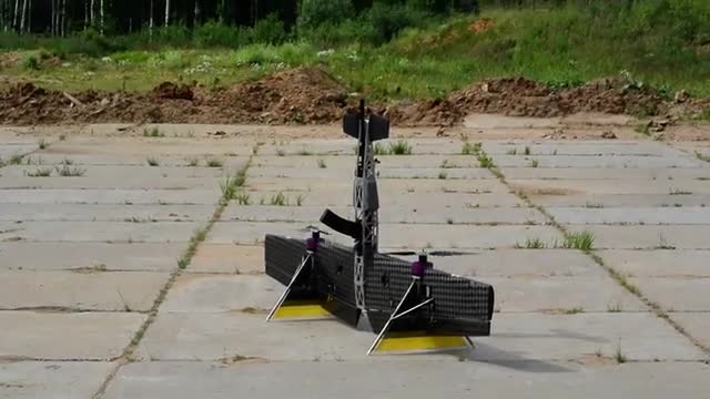 An experimental firearm mounted on a wheeled anti-drone platform