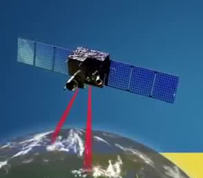 A satellite beaming down to Earth