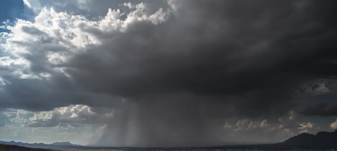 Time-lapse of a wet microburst rain bomb over Tucson, Arizona