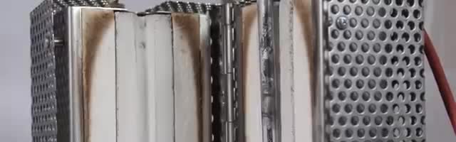 Metal electrodes holding carbon recovered from carbon dioxide.