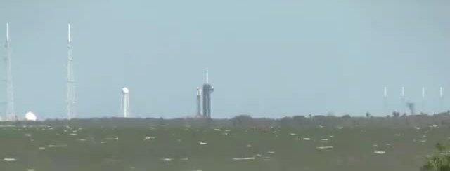 Falcon 9 on the pad during the Demo-2 static-fire countdown