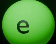A green sphere marked as an electron