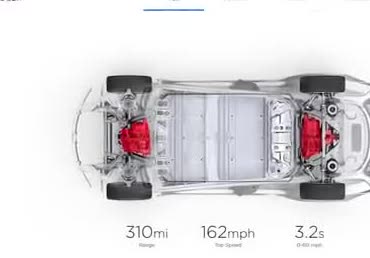 Cutaway of a Tesla Model 3 chassis and battery pack.