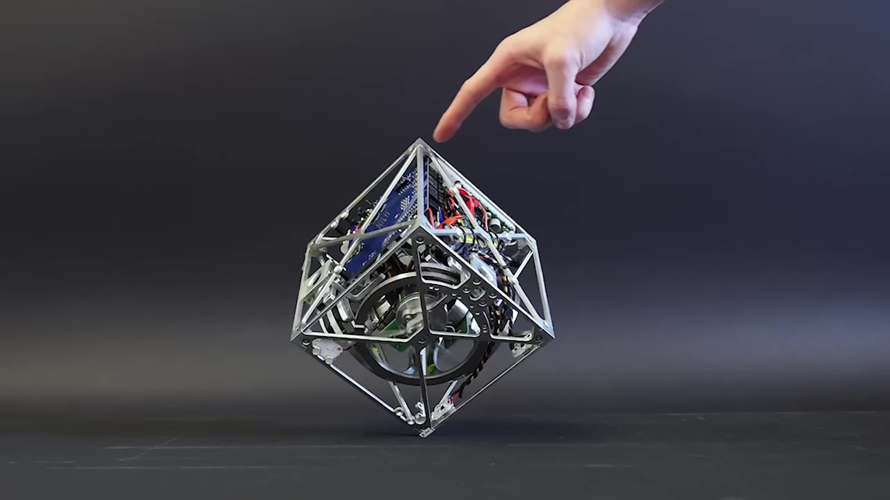 Cubli reaction-wheel cube balancing on one corner