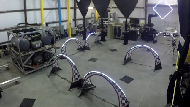 Indoor drone race course with lit gates