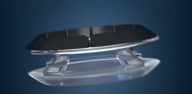 A clear artificial lens shown in layers
