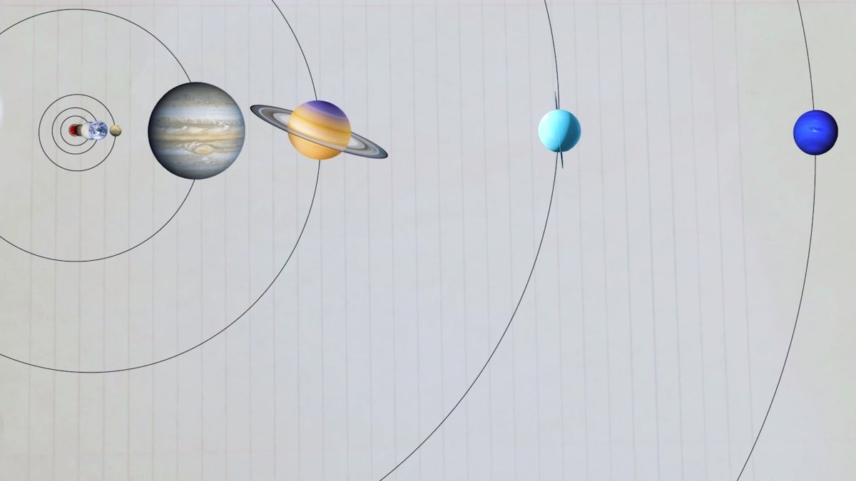Scale model of planetary orbits drawn in the desert