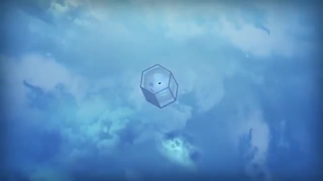 A hexagonal ice crystal forming in a cloud