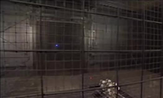 Debris on the floor after a kill-vehicle impact test.