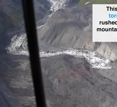 Tongue of ice and rock that rushed down a mountain valley